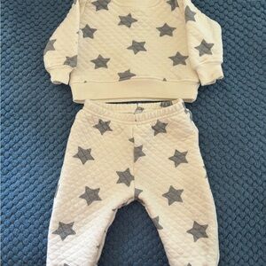 Cream and Gray Star Patterned Baby Outfit
